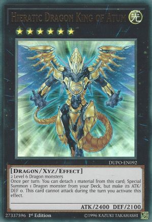 Hieratic Dragon King of Atum (DUPO-EN092) - Duel Power 1st Edition - Premium Yugioh Single from Konami - Just $0.25! Shop now at Game Crave Tournament Store