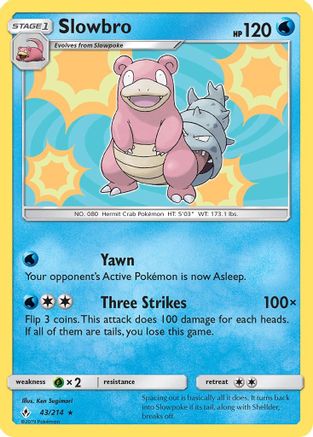 Slowbro 43/214 - Unbroken Bonds Reverse Holofoil - Premium Pokemon Single from Nintendo - Just $0.54! Shop now at Game Crave Tournament Store