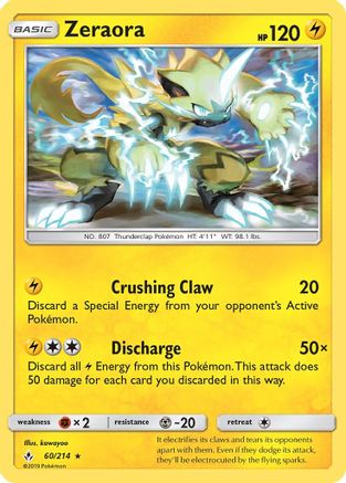 Zeraora 60/214 - Unbroken Bonds - Premium Pokemon Single from Nintendo - Just $0.50! Shop now at Game Crave Tournament Store