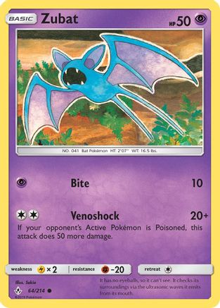 Zubat 64/214 - Unbroken Bonds - Premium Pokemon Single from Nintendo - Just $0.25! Shop now at Game Crave Tournament Store