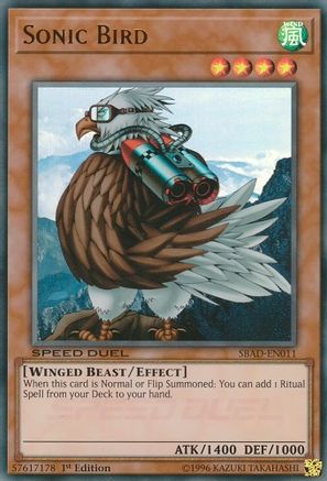 Sonic Bird (SBAD-EN011) - Speed Duel: Attack from the Deep 1st Edition - Premium Yugioh Single from Konami - Just $1.98! Shop now at Game Crave Tournament Store