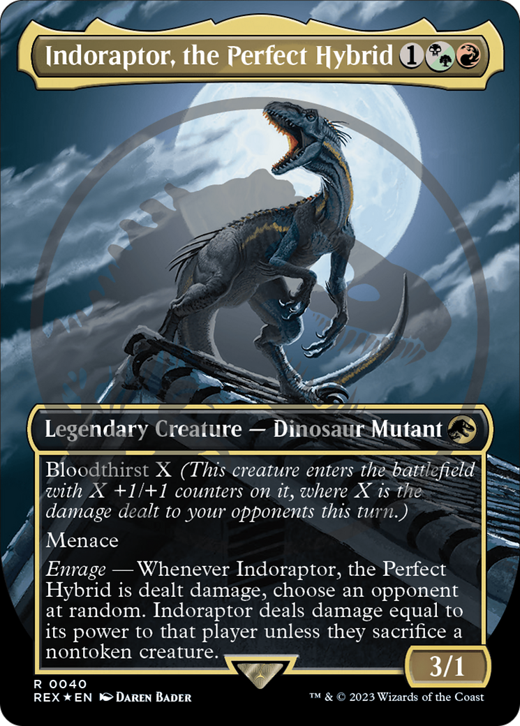 Indoraptor, the Perfect Hybrid (REX-040) - Jurassic World Collection (Borderless) Foil - Premium MTG Single from Wizards of the Coast - Just $52.22! Shop now at Game Crave Tournament Store