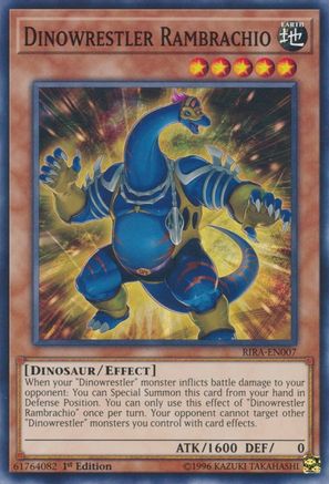 Dinowrestler Rambrachio (RIRA-EN007) - Rising Rampage 1st Edition - Premium Yugioh Single from Konami - Just $0.25! Shop now at Game Crave Tournament Store