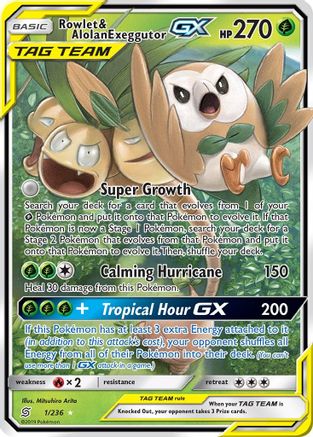 Rowlet & Alolan Exeggutor-GX 1/236 - Unified Minds Holofoil - Premium Pokemon Single from Nintendo - Just $3.61! Shop now at Game Crave Tournament Store