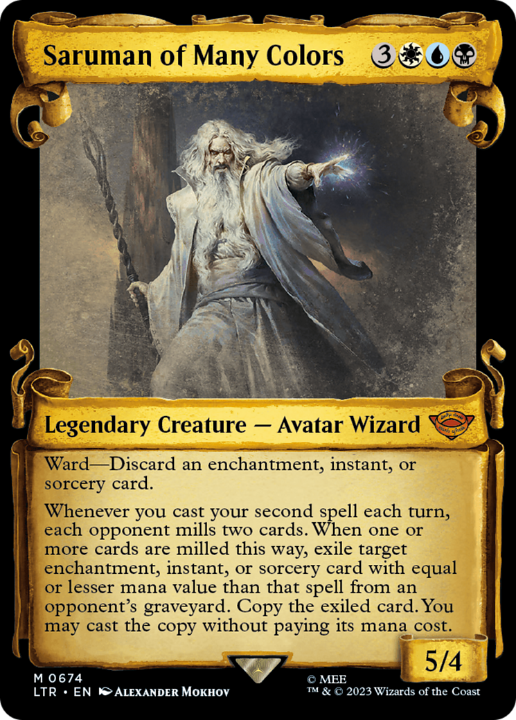 Saruman of Many Colors (LTR-674) - The Lord of the Rings: Tales of Middle-earth: (Showcase) Foil - Premium MTG Single from Wizards of the Coast - Just $2.54! Shop now at Game Crave Tournament Store