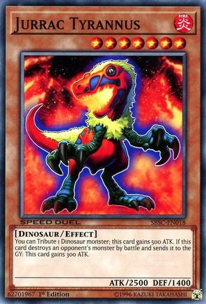 Jurrac Tyrannus (SBSC-EN018) - Speed Duel: Scars of Battle 1st Edition - Premium Yugioh Single from Konami - Just $0.25! Shop now at Game Crave Tournament Store