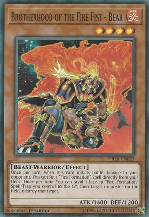 Brotherhood of the Fire Fist - Bear (FIGA-EN023) - Fists of the Gadgets 1st Edition - Premium Yugioh Single from Konami - Just $0.25! Shop now at Game Crave Tournament Store