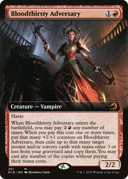 Bloodthirsty Adversary (MID-351) - Innistrad: Midnight Hunt: (Extended Art) - Premium MTG Single from Wizards of the Coast - Just $0.35! Shop now at Game Crave Tournament Store