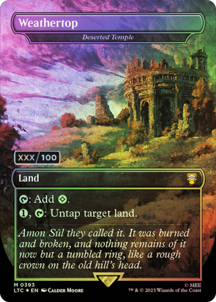 Deserted Temple (LTC-393Z) - Tales of Middle-earth Commander / Weathertop (Borderless) Foil - Premium MTG Single from Wizards of the Coast - Just $240! Shop now at Game Crave Tournament Store