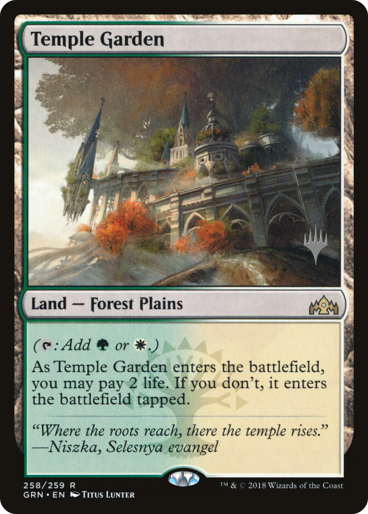 Temple Garden (PGRN-258P) - Guilds of Ravnica Promos - Premium MTG Single from Wizards of the Coast - Just $8.88! Shop now at Game Crave Tournament Store