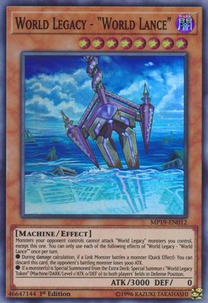 World Legacy - "World Lance" (MP19-EN012) - 2019 Gold Sarcophagus Tin Mega Pack Unlimited - Premium Yugioh Single from Konami - Just $0.25! Shop now at Game Crave Tournament Store