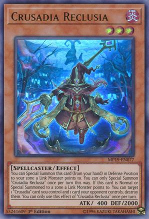 Crusadia Reclusia (MP19-EN077) - 2019 Gold Sarcophagus Tin Mega Pack 1st Edition - Premium Yugioh Single from Konami - Just $0.25! Shop now at Game Crave Tournament Store