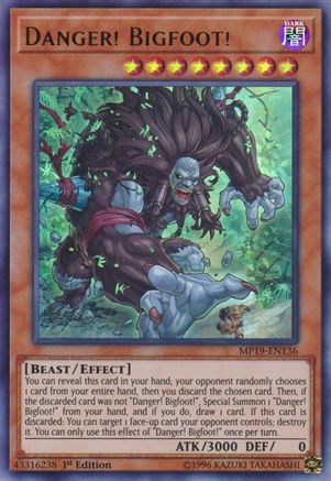 Danger! Bigfoot! (MP19-EN136) - 2019 Gold Sarcophagus Tin Mega Pack Unlimited - Premium Yugioh Single from Konami - Just $0.92! Shop now at Game Crave Tournament Store