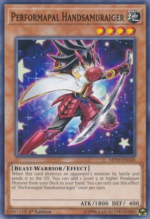 Performapal Handsamuraiger (MP19-EN145) - 2019 Gold Sarcophagus Tin Mega Pack Unlimited - Premium Yugioh Single from Konami - Just $0.25! Shop now at Game Crave Tournament Store