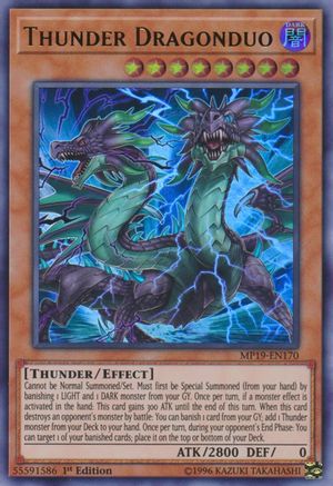Thunder Dragonduo (MP19-EN170) - 2019 Gold Sarcophagus Tin Mega Pack Unlimited - Premium Yugioh Single from Konami - Just $0.25! Shop now at Game Crave Tournament Store