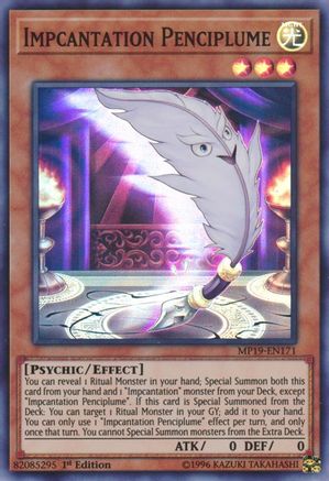 Impcantation Penciplume (MP19-EN171) - 2019 Gold Sarcophagus Tin Mega Pack Unlimited - Premium Yugioh Single from Konami - Just $0.26! Shop now at Game Crave Tournament Store