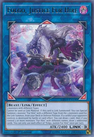 Folgo, Justice Fur Hire (MP19-EN190) - 2019 Gold Sarcophagus Tin Mega Pack Unlimited - Premium Yugioh Single from Konami - Just $0.50! Shop now at Game Crave Tournament Store