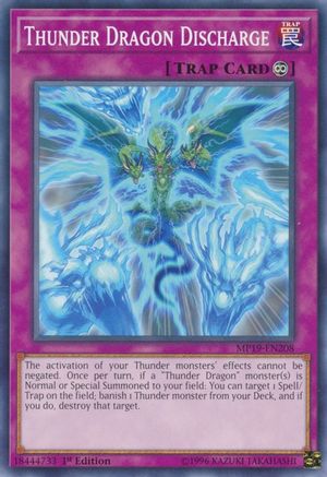 Thunder Dragon Discharge (MP19-EN208) - 2019 Gold Sarcophagus Tin Mega Pack Unlimited - Premium Yugioh Single from Konami - Just $0.25! Shop now at Game Crave Tournament Store