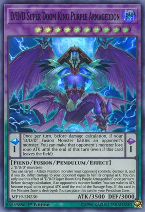 D/D/D Super Doom King Purple Armageddon (MP19-EN230) - 2019 Gold Sarcophagus Tin Mega Pack Unlimited - Premium Yugioh Single from Konami - Just $0.25! Shop now at Game Crave Tournament Store