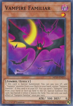 Vampire Familiar (MP19-EN233) - 2019 Gold Sarcophagus Tin Mega Pack 1st Edition - Premium Yugioh Single from Konami - Just $0.34! Shop now at Game Crave Tournament Store