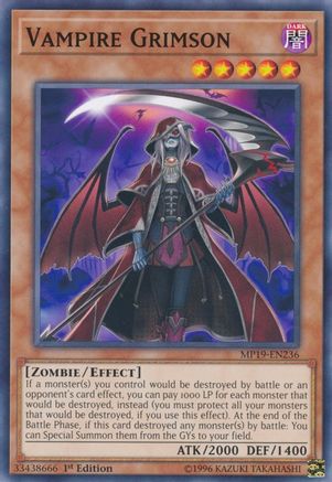 Vampire Grimson (MP19-EN236) - 2019 Gold Sarcophagus Tin Mega Pack Unlimited - Premium Yugioh Single from Konami - Just $0.40! Shop now at Game Crave Tournament Store