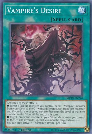 Vampire's Desire (MP19-EN240) - 2019 Gold Sarcophagus Tin Mega Pack Unlimited - Premium Yugioh Single from Konami - Just $0.25! Shop now at Game Crave Tournament Store