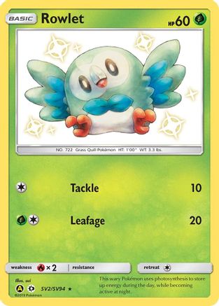 Rowlet SV2/94 - Shiny Vault Holofoil - Premium Pokemon Single from Nintendo - Just $1.19! Shop now at Game Crave Tournament Store