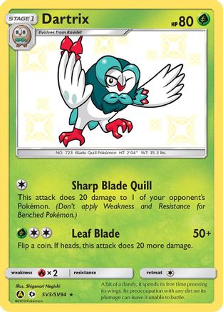 Dartrix SV3/94 - Shiny Vault Holofoil - Premium Pokemon Single from Nintendo - Just $1.09! Shop now at Game Crave Tournament Store