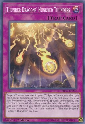 Thunder Dragons' Hundred Thunders (MP19-EN207) - 2019 Gold Sarcophagus Tin Mega Pack 1st Edition - Premium Yugioh Single from Konami - Just $0.25! Shop now at Game Crave Tournament Store