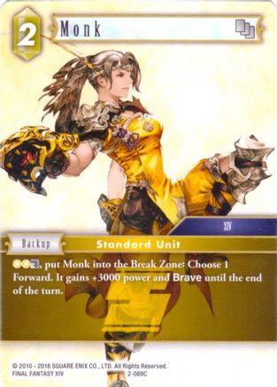 Monk - 2-089C (DECK EXCLUSIVE CARDS) - Premium Final Fantasy Single from Deck Exclusive Cards - Just $0.54! Shop now at Game Crave Tournament Store