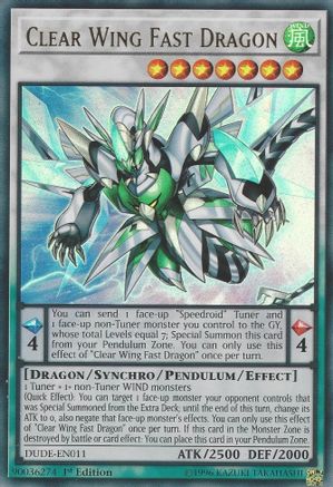 Clear Wing Fast Dragon (DUDE-EN011) - Duel Devastator 1st Edition - Premium Yugioh Single from Konami - Just $0.27! Shop now at Game Crave Tournament Store
