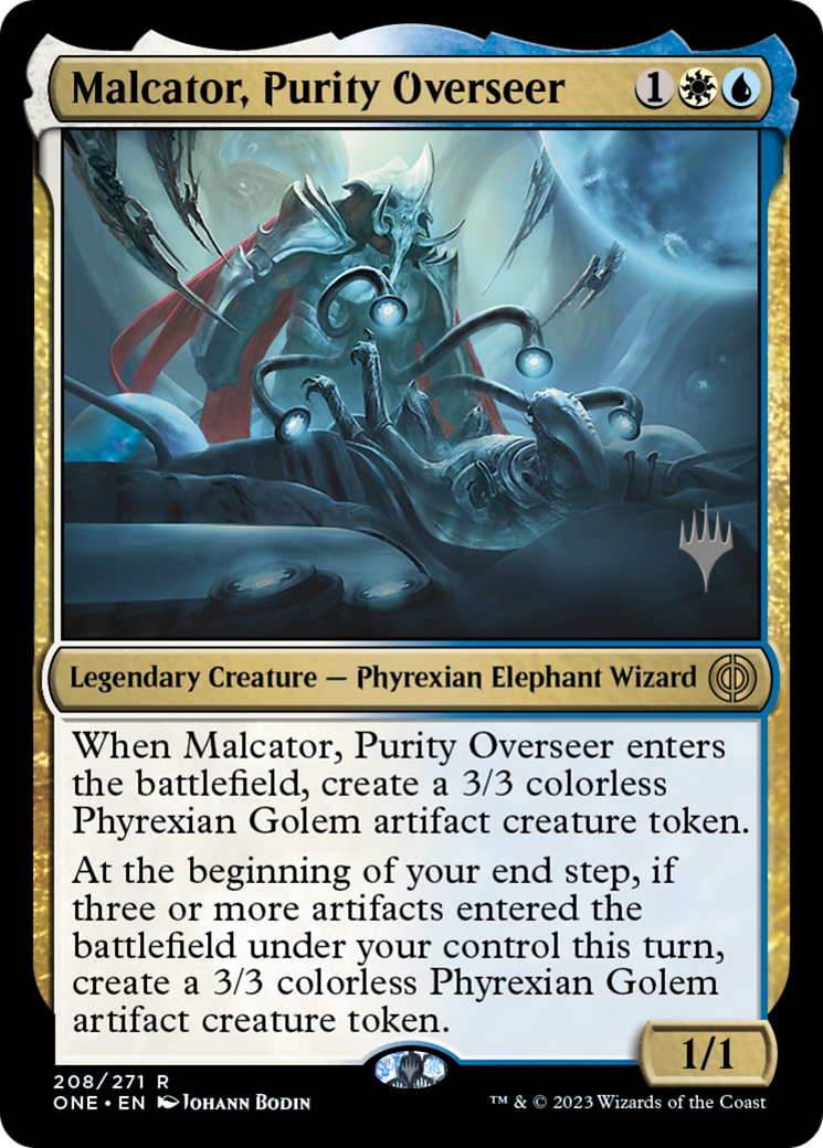 Malcator, Purity Overseer (PONE-208P) - Phyrexia: All Will Be One Promos Foil - Premium MTG Single from Wizards of the Coast - Just $0.35! Shop now at Game Crave Tournament Store