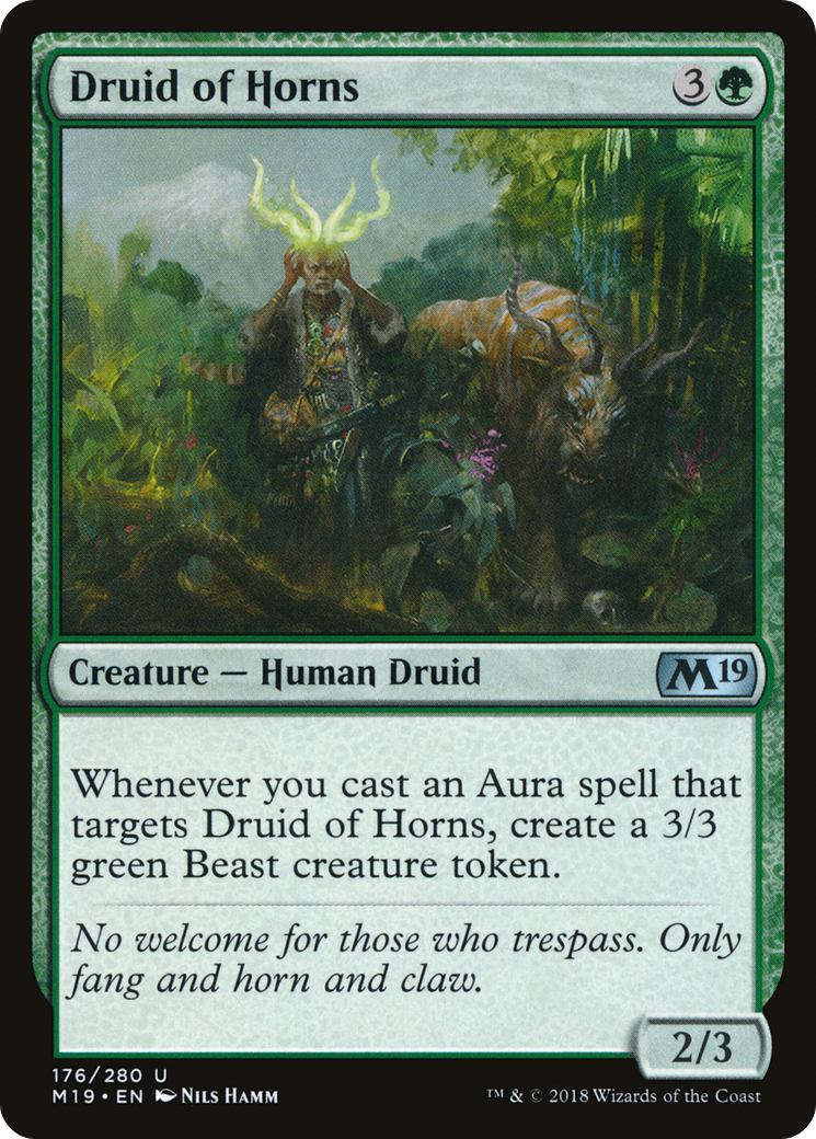 Druid of Horns (M19-176) - Core Set 2019 Foil - Premium MTG Single from Wizards of the Coast - Just $0.25! Shop now at Game Crave Tournament Store