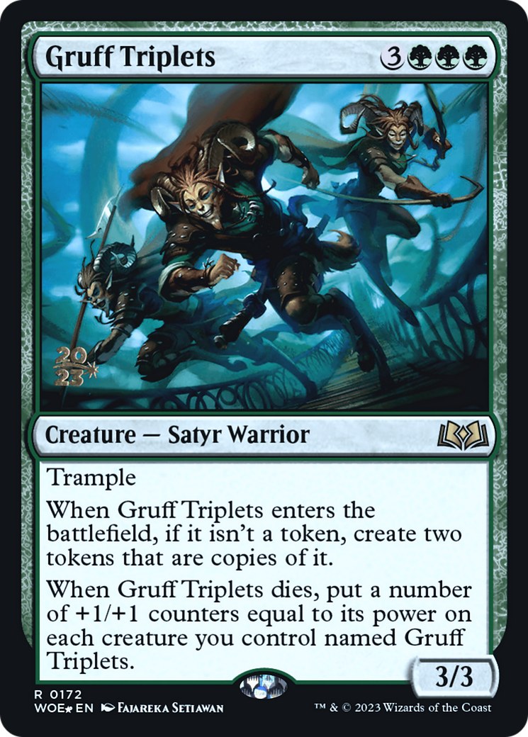 Gruff Triplets (PWOE-172S) - Wilds of Eldraine Promos Foil - Premium MTG Single from Wizards of the Coast - Just $0.25! Shop now at Game Crave Tournament Store