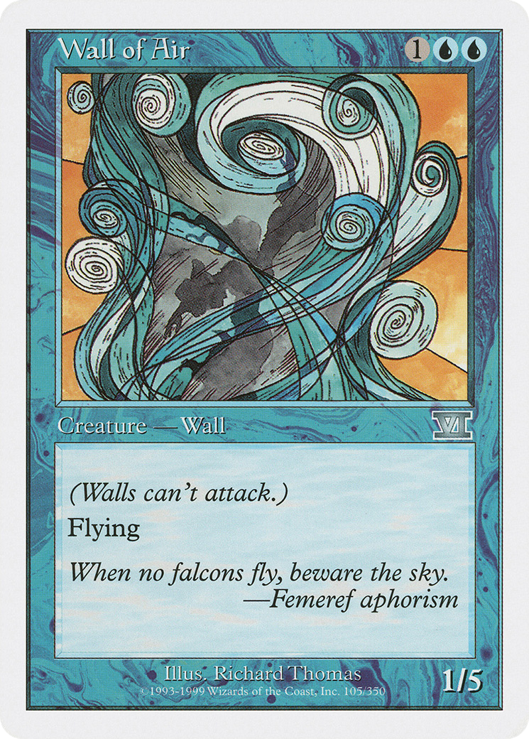 Wall of Air (6ED-105) - Classic Sixth Edition - Premium MTG Single from Wizards of the Coast - Just $0.08! Shop now at Game Crave Tournament Store