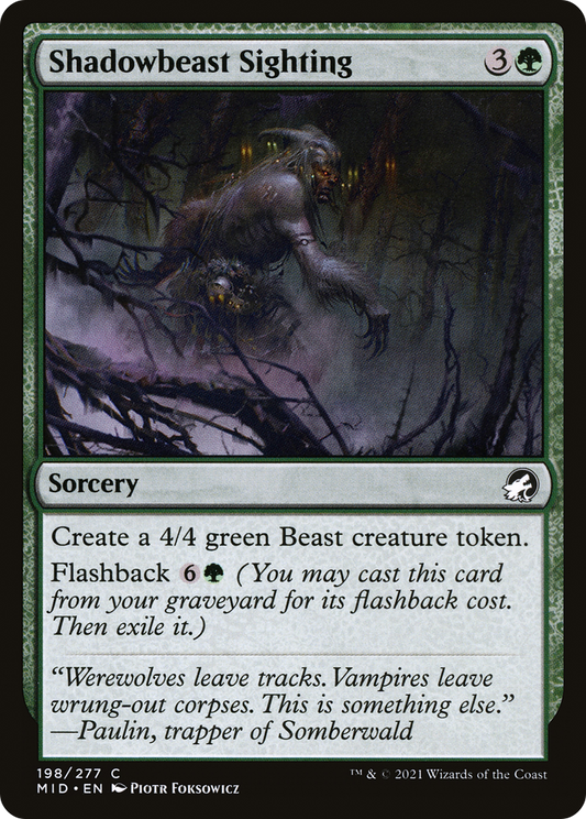 Shadowbeast Sighting (MID-198) - Innistrad: Midnight Hunt - Premium MTG Single from Wizards of the Coast - Just $0.08! Shop now at Game Crave Tournament Store