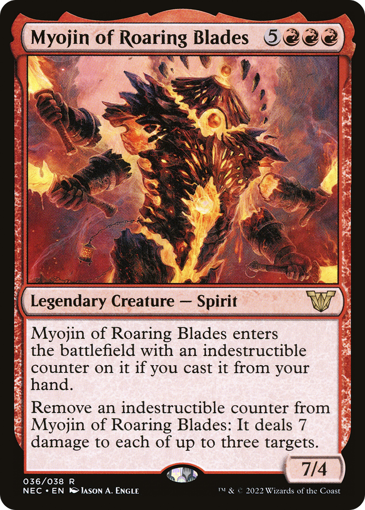 Myojin of Roaring Blades (NEC-036) - Neon Dynasty Commander Foil - Premium MTG Single from Wizards of the Coast - Just $0.45! Shop now at Game Crave Tournament Store