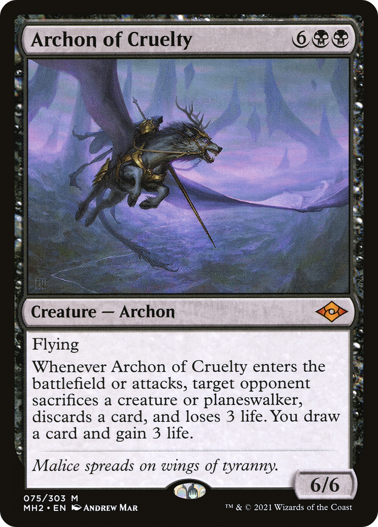 Archon of Cruelty (MH2-075) - Modern Horizons 2 Foil - Premium MTG Single from Wizards of the Coast - Just $12.62! Shop now at Game Crave Tournament Store