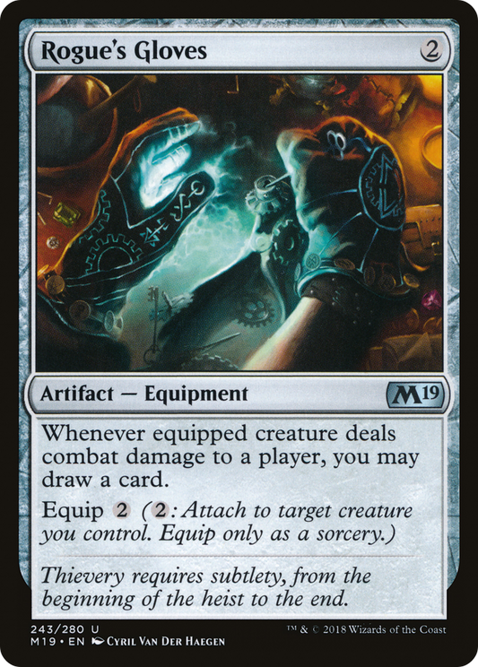 Rogue's Gloves (M19-243) - Core Set 2019 - Premium MTG Single from Wizards of the Coast - Just $0.26! Shop now at Game Crave Tournament Store
