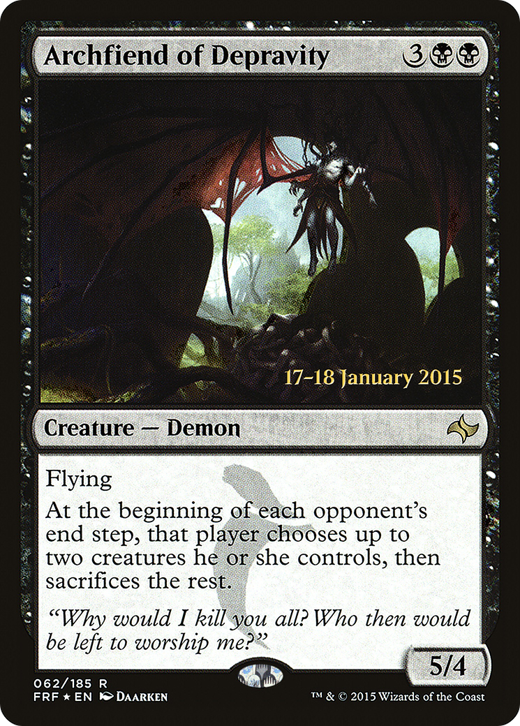 Archfiend of Depravity (PFRF-62S) - Fate Reforged Promos Foil - Premium MTG Single from Wizards of the Coast - Just $4.45! Shop now at Game Crave Tournament Store