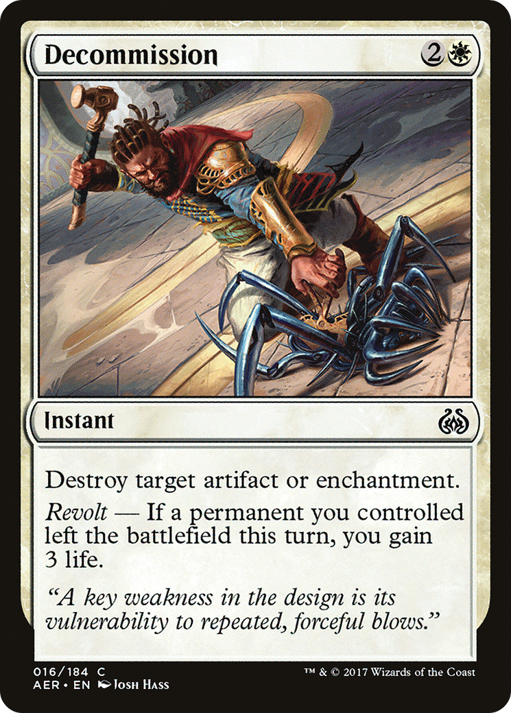 Decommission (AER-016) - Aether Revolt Foil - Premium MTG Single from Wizards of the Coast - Just $0.25! Shop now at Game Crave Tournament Store