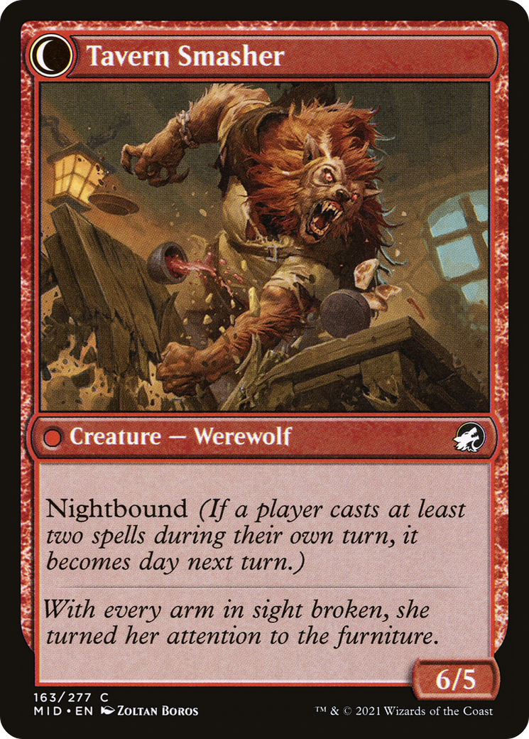 Tavern Ruffian // Tavern Smasher (MID-163) - Innistrad: Midnight Hunt: (Double Faced Transform) Foil - Premium MTG Single from Wizards of the Coast - Just $0.25! Shop now at Game Crave Tournament Store