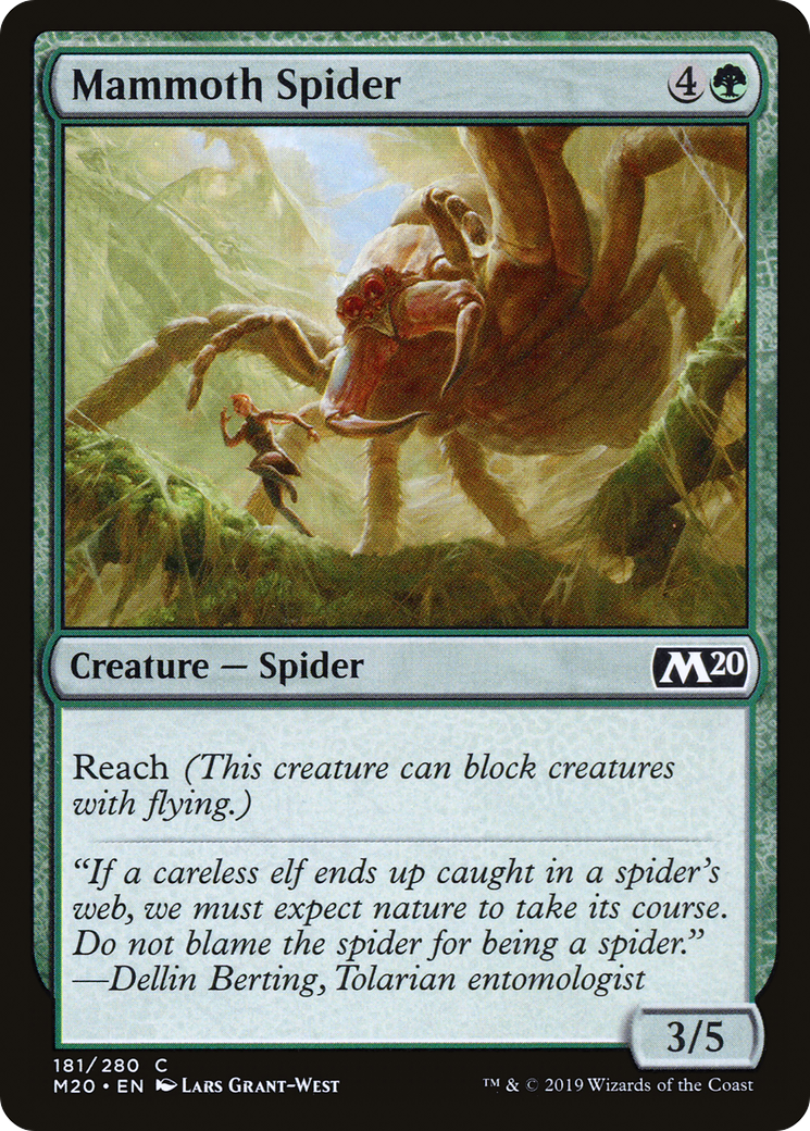 Mammoth Spider (M20-181) - Core Set 2020 - Premium MTG Single from Wizards of the Coast - Just $0.08! Shop now at Game Crave Tournament Store