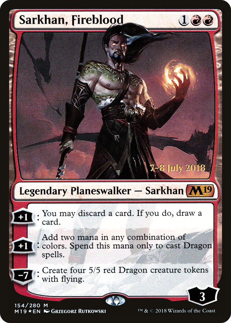 Sarkhan, Fireblood (PM19-154S) - Core Set 2019 Promos Foil - Premium MTG Single from Wizards of the Coast - Just $4.12! Shop now at Game Crave Tournament Store