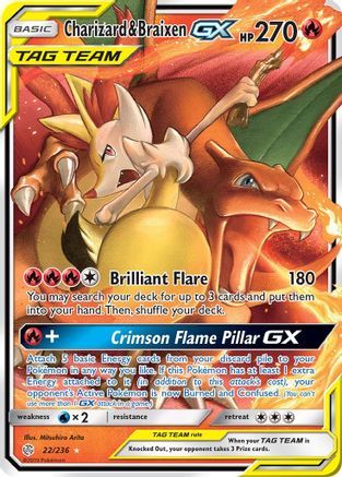 Charizard & Braixen-GX 22/236 - Cosmic Eclipse Holofoil - Premium Pokemon Single from Nintendo - Just $7.21! Shop now at Game Crave Tournament Store