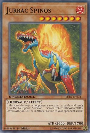 Jurrac Spinos (SBTK-EN023) - Speed Duel: Trials of the Kingdom 1st Edition - Premium Yugioh Single from Konami - Just $0.25! Shop now at Game Crave Tournament Store