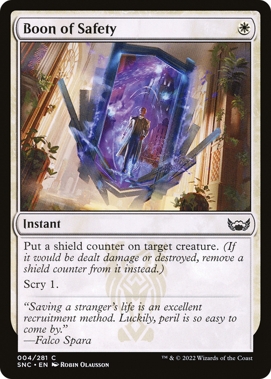 Boon of Safety (SNC-004) - Streets of New Capenna - Premium MTG Single from Wizards of the Coast - Just $0.08! Shop now at Game Crave Tournament Store