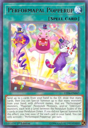 Performapal Popperup (LED6-EN047) - Legendary Duelists: Magical Hero Unlimited - Premium Yugioh Single from Konami - Just $0.08! Shop now at Game Crave Tournament Store