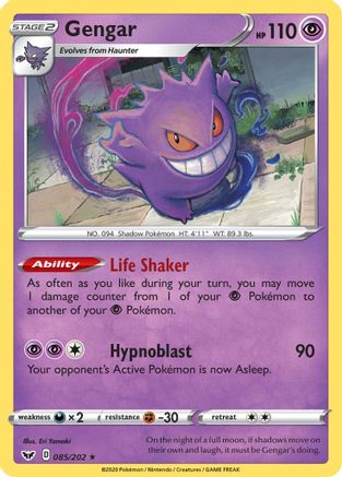 Gengar 85/202 - Sword & Shield Holofoil - Premium Pokemon Single from Nintendo - Just $0.50! Shop now at Game Crave Tournament Store