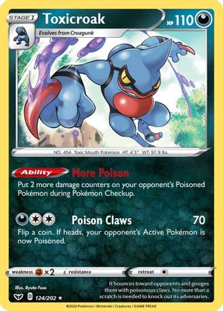 Toxicroak 124/202 - Sword & Shield Holofoil - Premium Pokemon Single from Nintendo - Just $0.50! Shop now at Game Crave Tournament Store